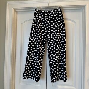Maeve Black with White Polka Dot Cropped Wide-Leg Pants